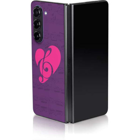 Purple Musical Notes Galaxy Z Fold5 5G Skin
